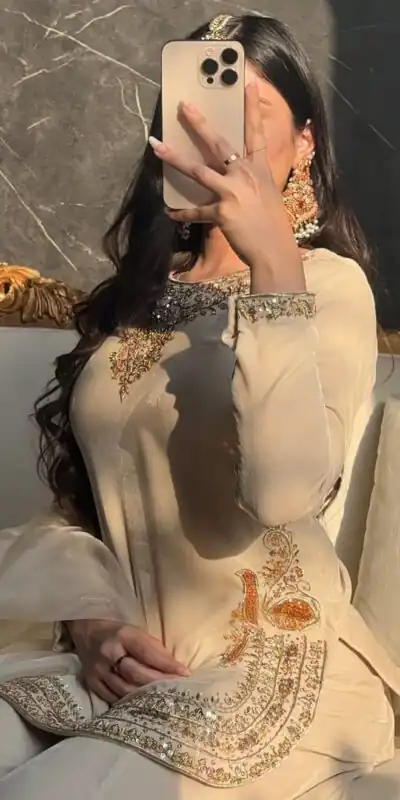 NF 1269 Off White Korean Satin Silk Salwar Suit with Lace Work & Embroidery Work. Exclusive Offer ₹2149. Delivery 4-6 Working Days. Shop now. | Jump Suits, Salwar suit, Casual Suits, Creative suits, Designer Suits, Palazzo Suits, Party Wear Suits, Patiala Suits, Straight Suits