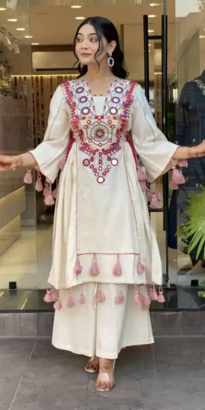 MF 912 Off White in Rayon Cotton Embroidery & Mirror Work Salwar Suit . Introductory Price ₹1899. Delivery 4-6 Working Days. Shop now. | Jump Suits, Salwar suit, Casual Suits, Creative suits, Designer Suits, Palazzo Suits, Party Wear Suits, Patiala Suits, Straight Suits