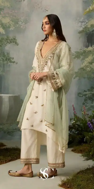 LG 2067 Off White Color Roman Silk Salwar Suit with Embroidery Work. Available at ₹1999 only. Delivery 4-6 Working Days. Shop now. | Jump Suits, Salwar suit, Casual Suits, Creative suits, Designer Suits, Palazzo Suits, Party Wear Suits, Patiala Suits, Straight Suits