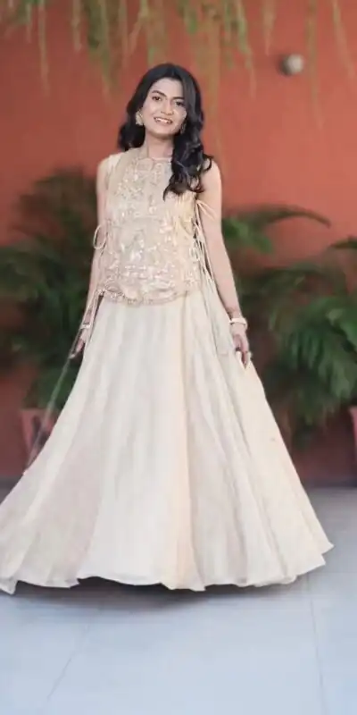 PC 563 Off White in Color Vichitra Silk Embroidery Work Lehenga Choli . Now at just ₹2549. Delivery 4-6 Working Days. Shop now. | Lehenga, Bollywood Lehenga, Creative Lehenga, Designer Lehenga, Embroidered Lehenga, Party Wear Lehenga