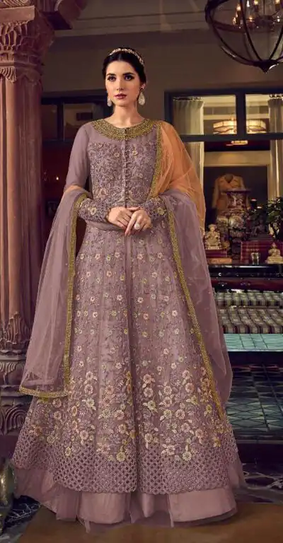 Onion Banglory Silk Embroidery Stone Work Salwar Suit