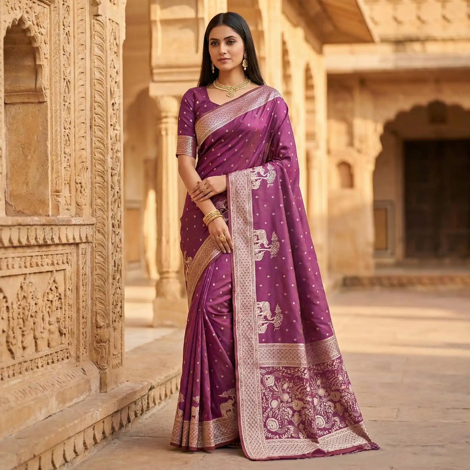 MB 25 GAJRAJ Onion in Pure Banarasi Silk Zari Work & Lace Work Saree . Introductory Price ₹1899. Delivery 4-6 Working Days. Shop now. | Designer Sarees, Sarees, Bollywood Sarees, Creative Sarees, Embroidered Sarees, Ethnic Saree, Modern Digital sarees, Party Wear Sarees
