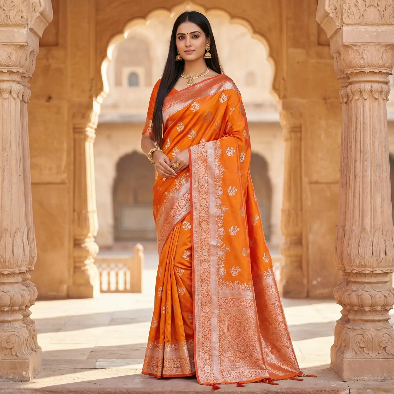 MB 39 Orange Color Banarasi Saree with Zari Work & Lace Work. Introductory Price ₹1899. Delivery 4-6 Working Days. Shop now. | Designer Sarees, Sarees, Bollywood Sarees, Creative Sarees, Embroidered Sarees, Ethnic Saree, Modern Digital sarees, Party Wear Sarees