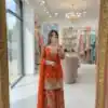 WW 1250 Orange Faux Georgette With 5 mm Sequence Work Salwar Suit Wedding, Party, Festive, Events Etc. Expected Delivery 4-6 Working Days @2399/- | Jump Suits, Salwar suit, Casual Suits, Creative suits, Designer Suits, Palazzo Suits, Party Wear Suits, Patiala Suits, Straight Suits