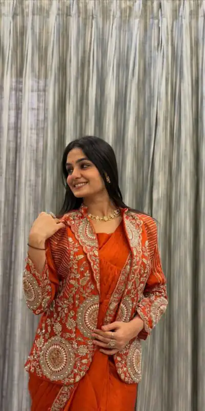 ST 1147 Orange in Rangoli Silk. Lace Work & Embroidery Work Saree Special Price ₹2099. Delivery 4-6 Working Days. Shop now. | Designer Sarees, Sarees, Bollywood Sarees, Creative Sarees, Embroidered Sarees, Ethnic Saree, Modern Digital sarees, Party Wear Sarees