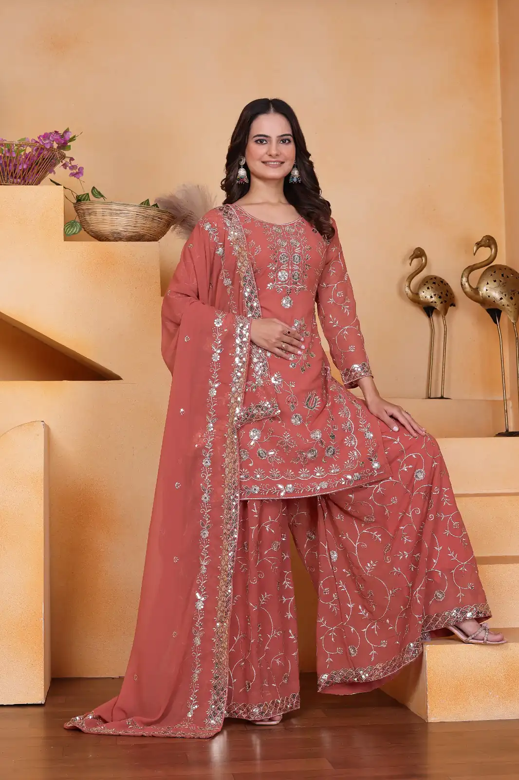 FE 99 Peach Color Fox Georgette Salwar Suit with Embroidery Work. Online Now at just ₹2549. Delivery 4-6 Working Days. Shop now. | Jump Suits, Salwar suit, Casual Suits, Creative suits, Designer Suits, Palazzo Suits, Party Wear Suits, Patiala Suits, Straight Suits