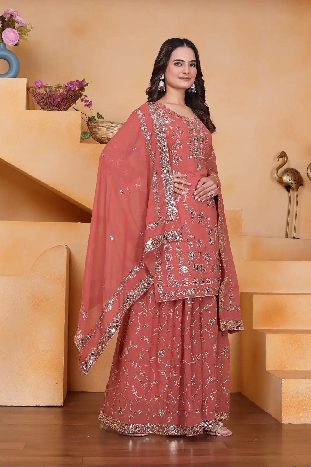 FE 99 Peach Color Fox Georgette Salwar Suit with Embroidery Work. Online Now at just ₹2549. Delivery 4-6 Working Days. Shop now. | Jump Suits, Salwar suit, Casual Suits, Creative suits, Designer Suits, Palazzo Suits, Party Wear Suits, Patiala Suits, Straight Suits
