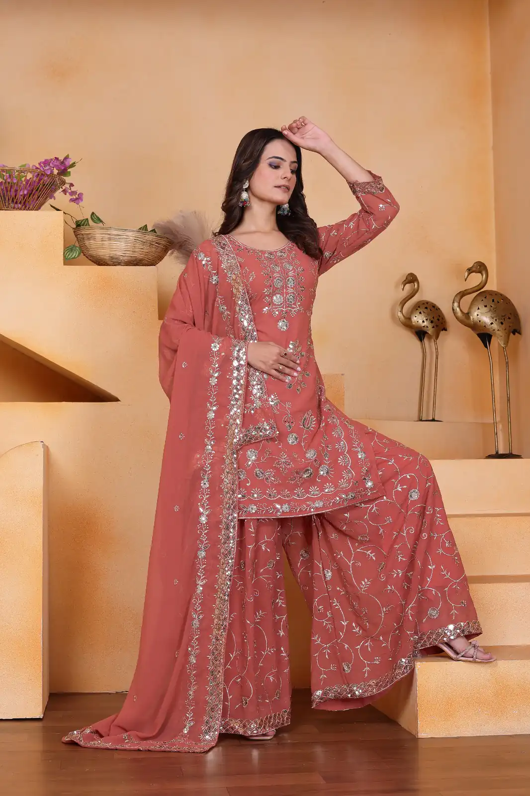 FE 99 Peach Color Fox Georgette Salwar Suit with Embroidery Work. Online Now at just ₹2549. Delivery 4-6 Working Days. Shop now. | Jump Suits, Salwar suit, Casual Suits, Creative suits, Designer Suits, Palazzo Suits, Party Wear Suits, Patiala Suits, Straight Suits