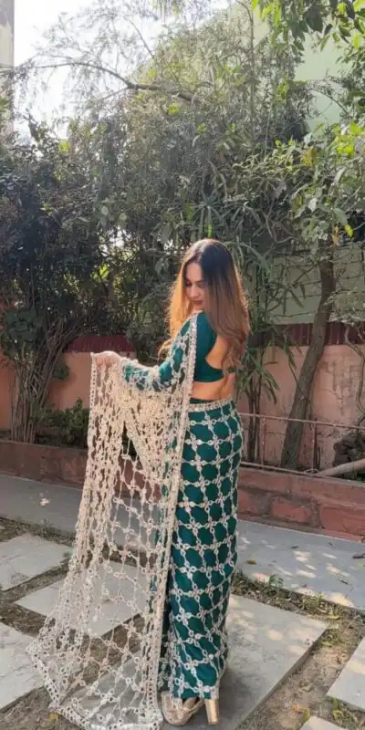 SRK 5322 Peacock Blue Fendy Silk Saree Lace Work & Mirror Work. Wedding, Party, Festive, Events, Festive Deal âš2499. Delivery 4-6 Working Days. Shop now. | Designer Sarees, Sarees, Bollywood Sarees, Creative Sarees, Embroidered Sarees, Ethnic Saree, Modern Digital sarees, Party Wear Sarees