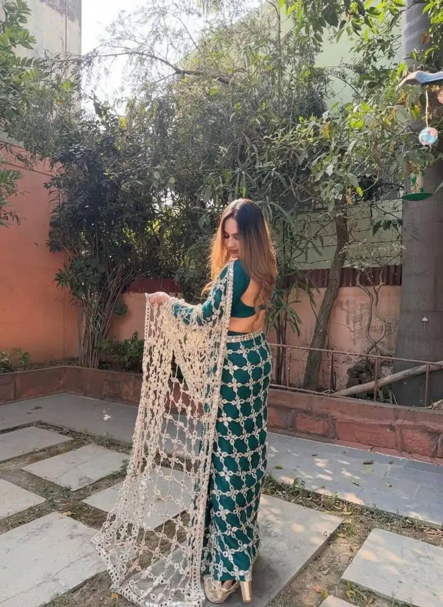 SRK 5322 Peacock Blue Fendy Silk Saree Lace Work & Mirror Work. Wedding, Party, Festive, Events, Festive Deal ₹2499. Delivery 4-6 Working Days. Shop now. | Designer Sarees, Sarees, Bollywood Sarees, Creative Sarees, Embroidered Sarees, Ethnic Saree, Modern Digital sarees, Party Wear Sarees