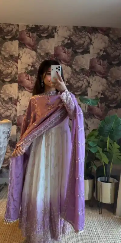 RTC 5986 Lavender Star Gorgette Salwar Suit with Designer Work. Affordable Price ₹2599. Delivery 4-6 Working Days. Shop now. | Anarkali Suits, Bollywood Anarkali, Creative-Anarkali, Designer Anarkali, Embroidered Anarkali, Party Wear Anarkali