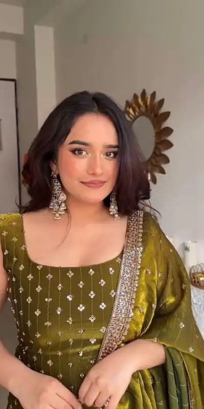 KD 1577 Mehendi Fendy Silk Salwar Suit with Mirror Work & Embroidery Work. Best Price ₹1999. Delivery 4-6 Working Days. Shop now. | Jump Suits, Salwar suit, Casual Suits, Creative suits, Designer Suits, Palazzo Suits, Party Wear Suits, Patiala Suits, Straight Suits