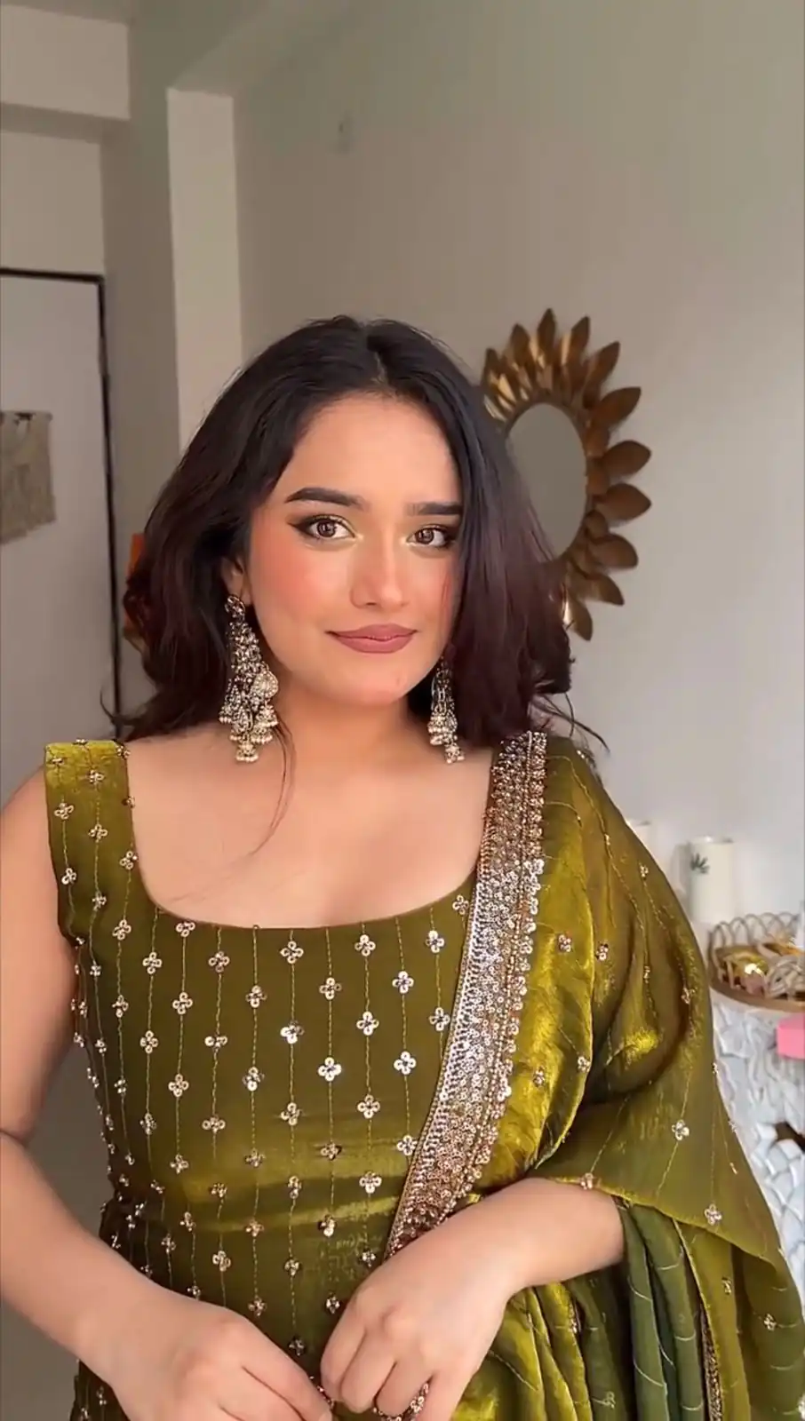 KD 1577 Mehendi Fendy Silk Salwar Suit with Mirror Work & Embroidery Work. Best Price ₹1999. Delivery 4-6 Working Days. Shop now. | Jump Suits, Salwar suit, Casual Suits, Creative suits, Designer Suits, Palazzo Suits, Party Wear Suits, Patiala Suits, Straight Suits