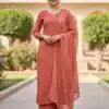 Perfect Peach Georgette Embroidery Work Salwar Suit