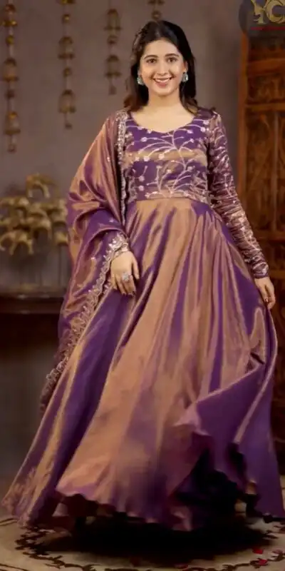 MD 3078 Purple Color Cosmos Silk Anarkali Suit with Embroidery Work. Now at just ₹2399. Delivery 4-6 Working Days. Shop now. | Anarkali Suits, Bollywood Anarkali, Creative-Anarkali, Designer Anarkali, Embroidered Anarkali, Party Wear Anarkali