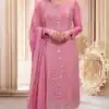 Pink Chinon Zari Embroidery Work Salwar Suit
