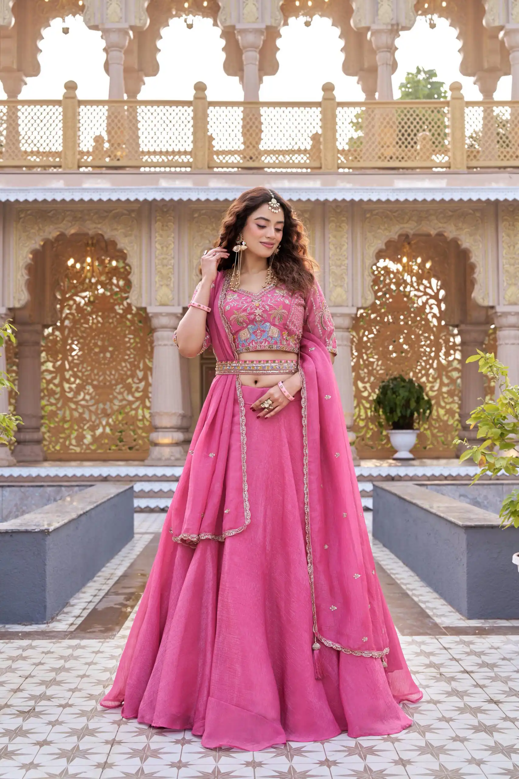 Ram 160 Pink Color Crunchy Lehenga Choli with Embroidery Work. Online Festive Deal ₹3199. Delivery 4-6 Working Days. Shop now. | Lehenga, Bollywood Lehenga, Creative Lehenga, Designer Lehenga, Embroidered Lehenga, Party Wear Lehenga