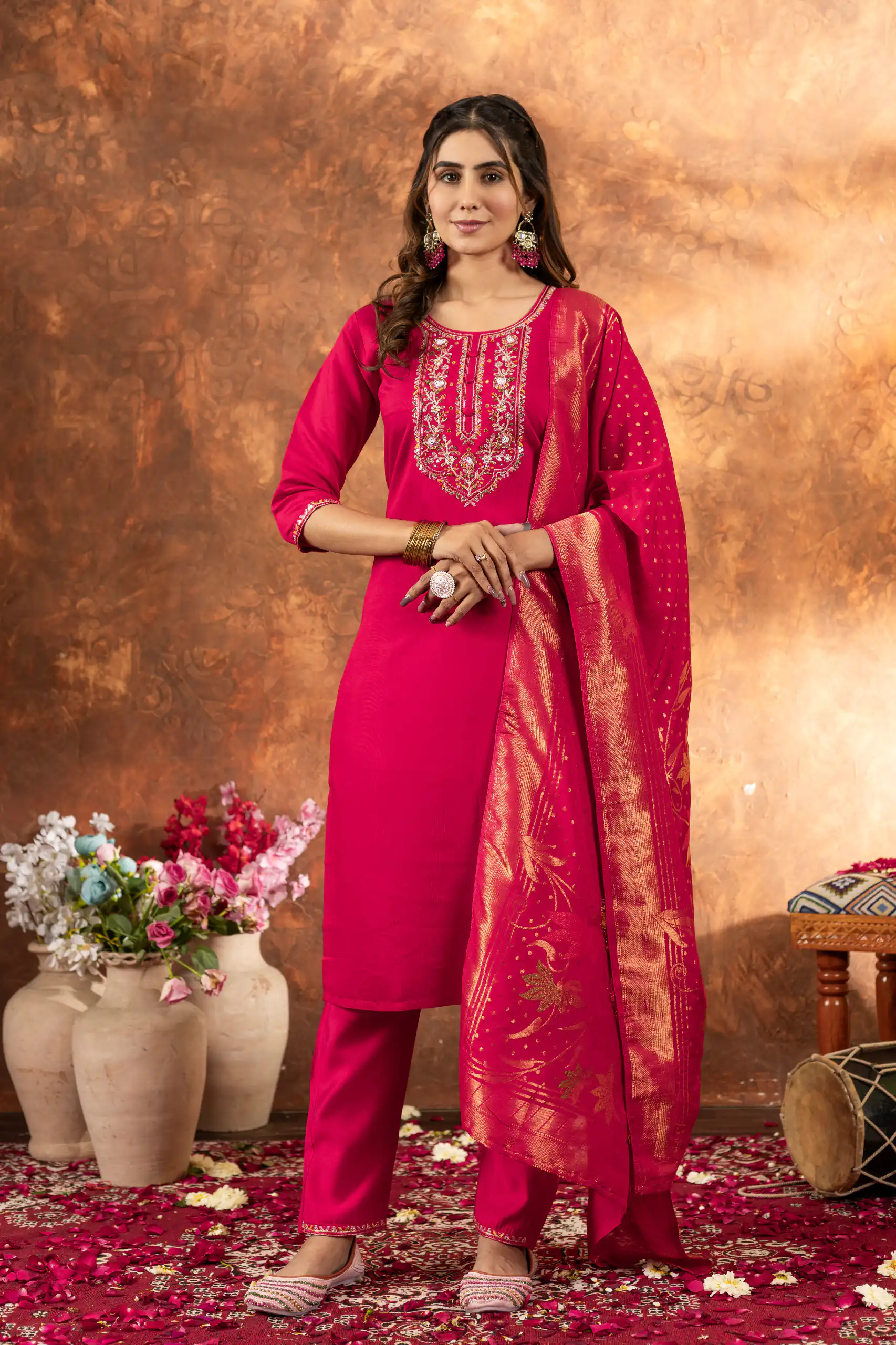 DIVA 103 Pink Marina Silk Salwar Suit with Embroidery Work. Introductory Price ₹2049. Delivery 4-6 Working Days. Shop now. | Jump Suits, Salwar suit, Casual Suits, Creative suits, Designer Suits, Palazzo Suits, Party Wear Suits, Patiala Suits, Straight Suits