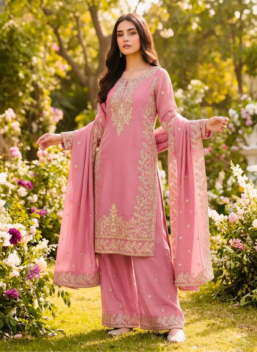 SRK 5316 Pink Organza Silk Salwar Suit Perfect for Wedding, Party, Makar Sankranti, Eid, Durga Puja – . Affordable Price ₹2149. Delivery 4-6 Workin | Jump Suits, Salwar suit, Casual Suits, Creative suits, Designer Suits, Palazzo Suits, Party Wear Suits, Patiala Suits, Straight Suits