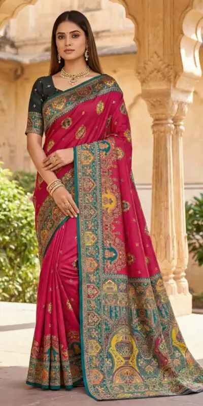 MB 56 Pink Paithani Silk Saree with Lace Border & Lace Work. Affordable Price ₹2399. Delivery 4-6 Working Days. Shop now. | Designer Sarees, Sarees, Bollywood Sarees, Creative Sarees, Embroidered Sarees, Ethnic Saree, Modern Digital sarees, Party Wear Sarees