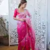 Pink Soft Tebby Silk Beads Sequins Work Saree