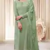 Pista Chinon Zari Embroidery Work Salwar Suit