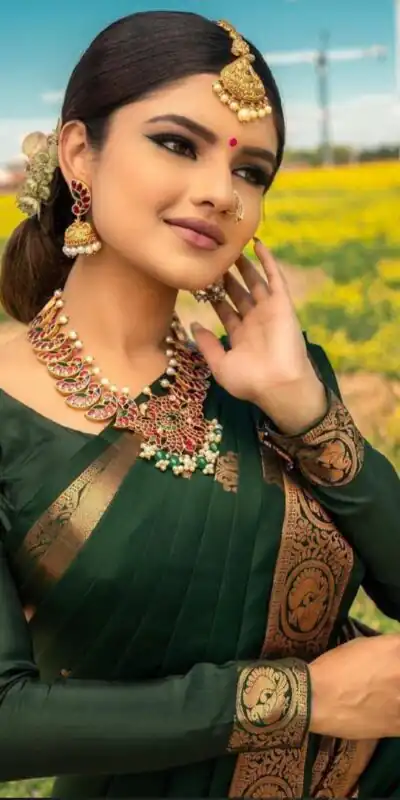 KPR 129 Green Soft Lichi Silk Saree Perfect for Wedding, Party, Reception, Diwali, Ethnic Day – . Affordable Price ₹1349. Delivery 4-6 Working Days. | Designer Sarees, Modern Digital sarees, Sarees, Bollywood Sarees, Creative Sarees, Embroidered Sarees, Ethnic Saree, Party Wear Sarees