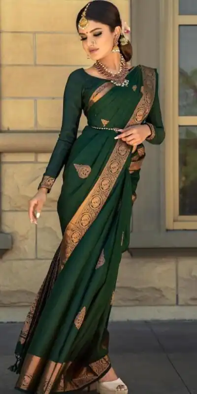 KPR 129 Green Soft Lichi Silk Saree Perfect for Wedding, Party, Reception, Diwali, Ethnic Day – . Affordable Price ₹1349. Delivery 4-6 Working Days. | Designer Sarees, Modern Digital sarees, Sarees, Bollywood Sarees, Creative Sarees, Embroidered Sarees, Ethnic Saree, Party Wear Sarees
