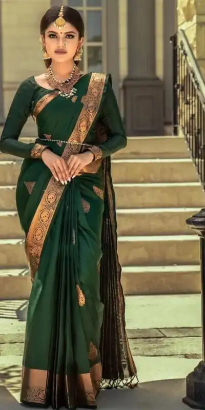 KPR 129 Green Soft Lichi Silk Saree Perfect for Wedding, Party, Reception, Diwali, Ethnic Day – . Affordable Price ₹1349. Delivery 4-6 Working Days. | Designer Sarees, Modern Digital sarees, Sarees, Bollywood Sarees, Creative Sarees, Embroidered Sarees, Ethnic Saree, Party Wear Sarees
