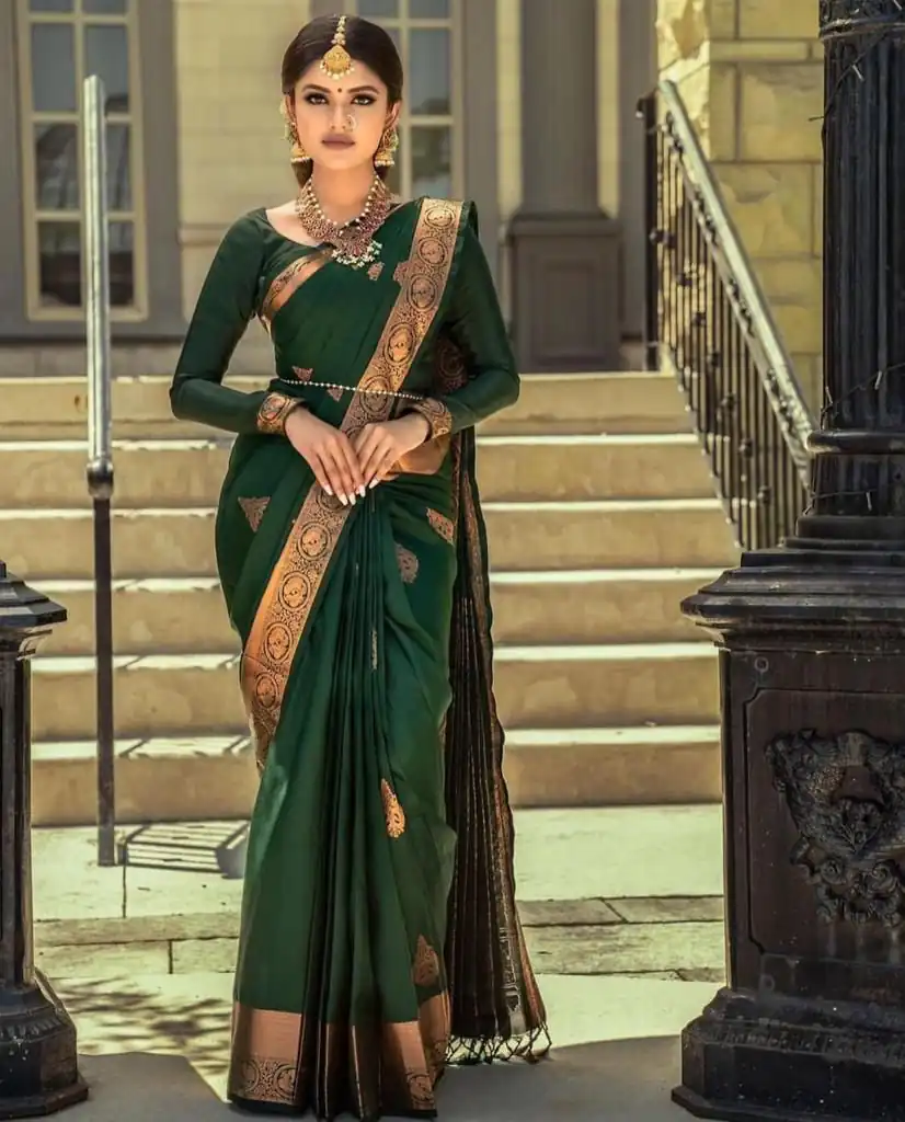 KPR 129 Green Soft Lichi Silk Saree Perfect for Wedding, Party, Reception, Diwali, Ethnic Day – . Affordable Price ₹1349. Delivery 4-6 Working Days. | Designer Sarees, Modern Digital sarees, Sarees, Bollywood Sarees, Creative Sarees, Embroidered Sarees, Ethnic Saree, Party Wear Sarees