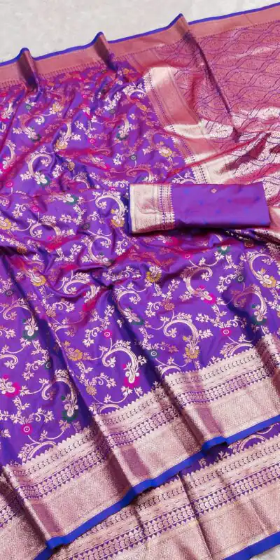 MB 548 Purple Banarasi silk Saree with Zari Work & Lace Work. Wedding, Party, Festive, Now at just ₹1949. Delivery 4-6 Working Days. Shop now. | Designer Sarees, Sarees, Bollywood Sarees, Creative Sarees, Embroidered Sarees, Ethnic Saree, Modern Digital sarees, Party Wear Sarees