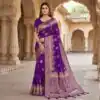 Purple Banarasi Zari Lace Work Saree