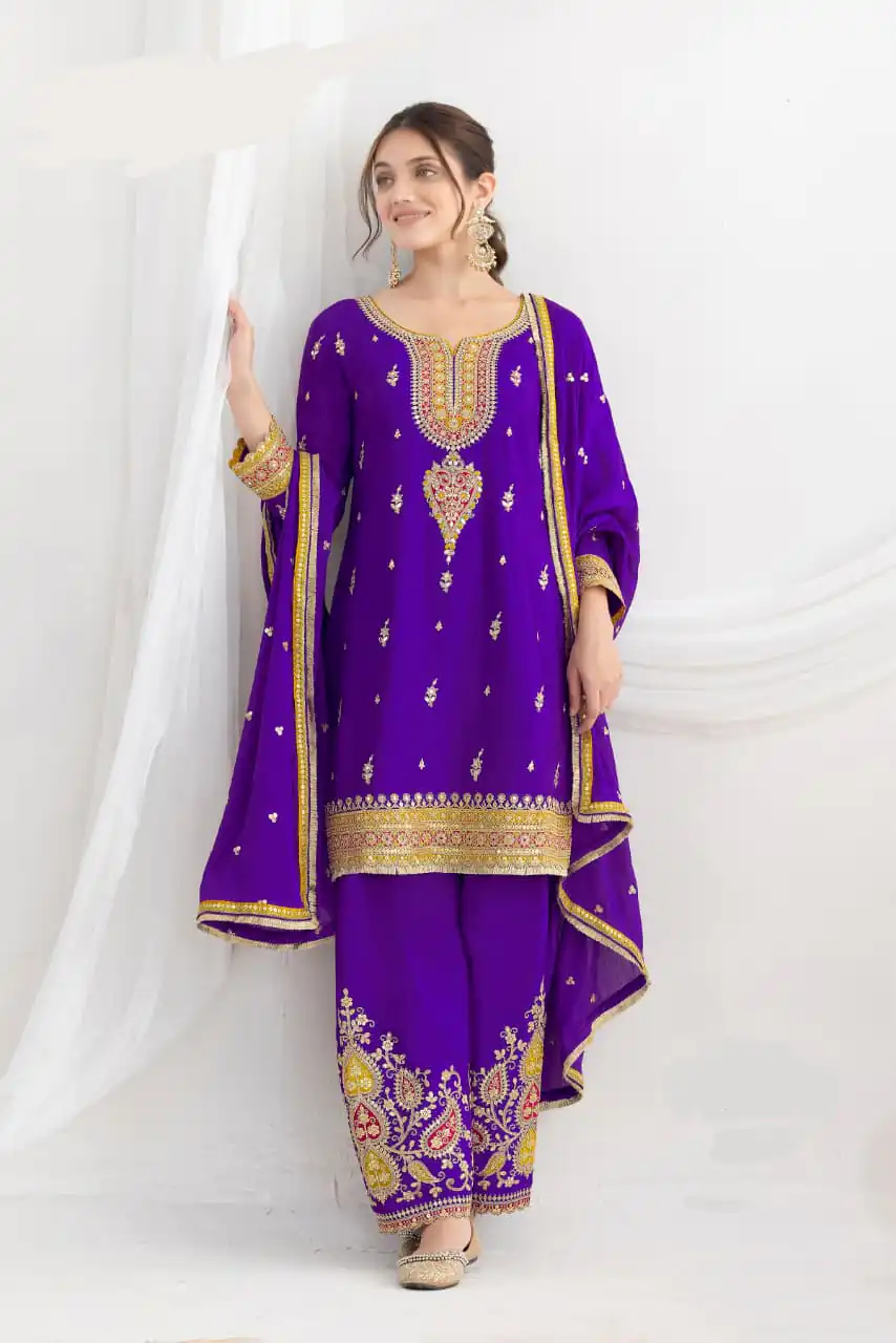 DS GULZAR 2641 Purple in Chinon Embroidery Work & Mirror Work Salwar Suit. Now at just ₹3049. Delivery 4-6 Working Days. Shop now. | Jump Suits, Tops & Bottoms, Track Suits, Salwar suit, Casual Suits, Creative suits, Designer Suits, Palazzo Suits, Party Wear Suits, Patiala Suits, Straight Suits, Trendy Wear