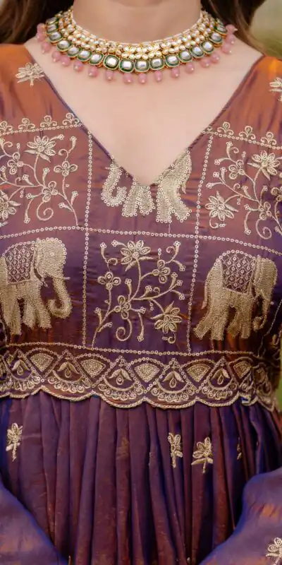 RR 38 Purple Fendy Satin Gown Perfect for Wedding, Party, Pongal, Makar Sankranti, Ganesh Chaturthi – . Available at ₹2649 only. Delivery 4-6 Wor | Gowns, Bollywood Gowns, Creative Gowns, Designer Gowns, Embroidered Gowns, Party Wear Gowns