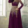 Purple Georgette With Coding Embroidery Work Salwar Suit