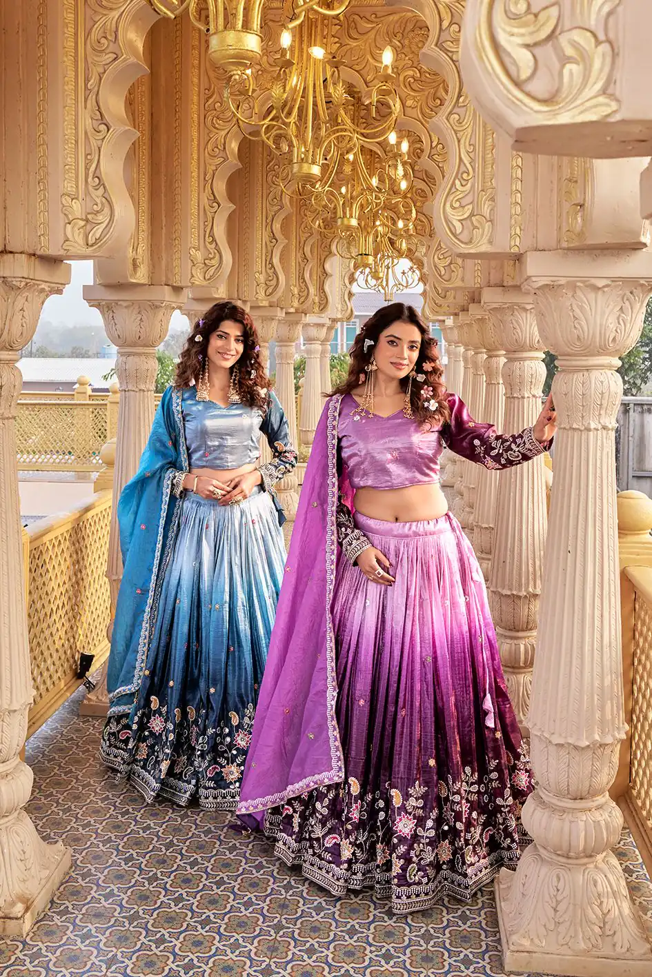 Purple Gold Crush Embroidery Work Lehenga Choli - Image 6