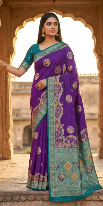 MB 50 Purple Pashmina Silk Saree with Lace Work & Lace Border. Online Festive Deal ₹2399. Delivery 4-6 Working Days. Shop now. | Designer Sarees, Sarees, Bollywood Sarees, Creative Sarees, Embroidered Sarees, Ethnic Saree, Modern Digital sarees, Party Wear Sarees