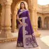 MB 25 GAJRAJ Purple in Pure Banarasi Silk Zari Work & Lace Work Saree . Introductory Price ₹1899. Delivery 4-6 Working Days. Shop now. | Designer Sarees, Sarees, Bollywood Sarees, Creative Sarees, Embroidered Sarees, Ethnic Saree, Modern Digital sarees, Party Wear Sarees