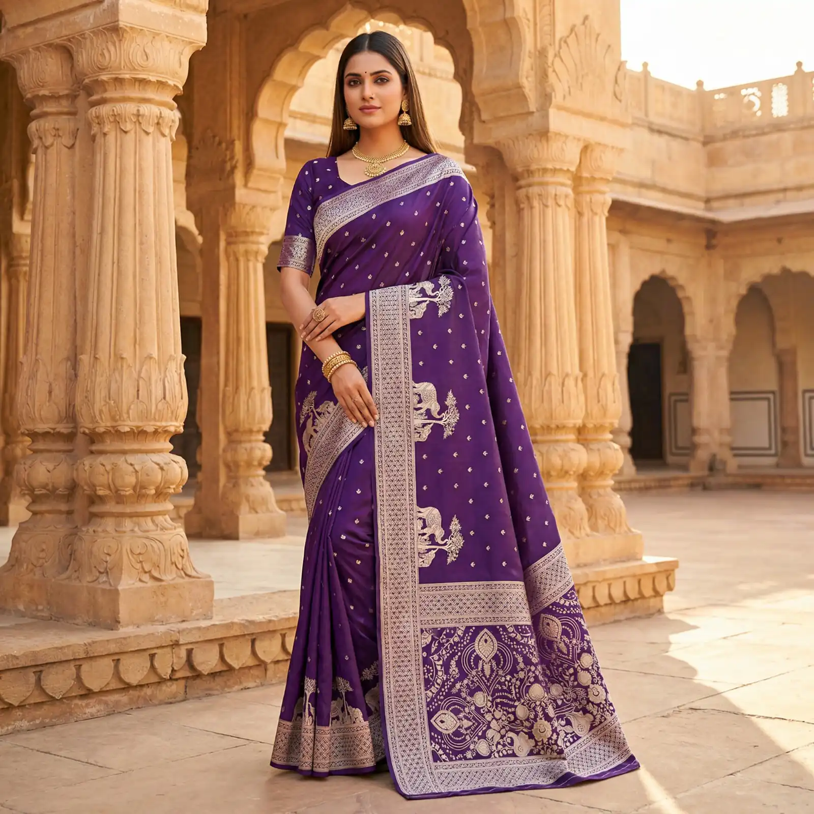 MB 25 GAJRAJ Purple in Pure Banarasi Silk Zari Work & Lace Work Saree . Introductory Price ₹1899. Delivery 4-6 Working Days. Shop now. | Designer Sarees, Sarees, Bollywood Sarees, Creative Sarees, Embroidered Sarees, Ethnic Saree, Modern Digital sarees, Party Wear Sarees