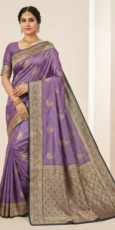 MB 13 Purple Color Smooth Satin Gold Butta Zari Work Saree. Online Special Price ₹2149. Delivery 4-6 Working Days. Shop now. | Designer Sarees, Sarees, Bollywood Sarees, Creative Sarees, Embroidered Sarees, Ethnic Saree, Modern Digital sarees, Party Wear Sarees