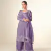 Purple Tissue Crush Embroidery Work Salwar Suit