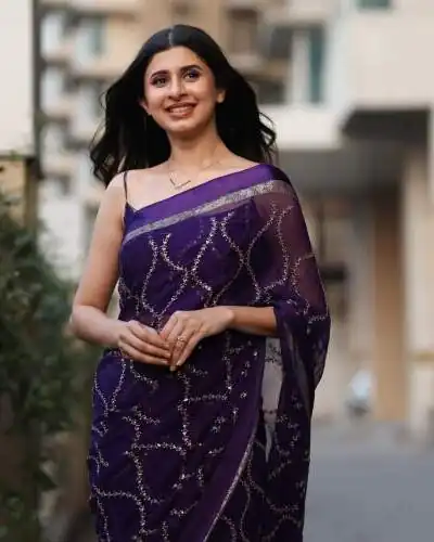 MS 505 Purple Viscose Satin Saree with Sequins Work & Embroidery Work. Special Price âš1599. Delivery 4-6 Working Days. Shop now. | Designer Sarees, Sarees, Bollywood Sarees, Creative Sarees, Embroidered Sarees, Ethnic Saree, Modern Digital sarees, Party Wear Sarees