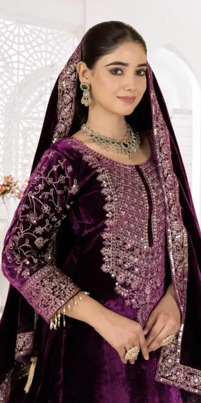NF 1231 Purple Viscose Velvet Salwar Suit. Perfect for Wedding, Party, Traditional Day, Baisakhi, Eid – Available at ₹2399 only. Delivery 4-6 Workin | Jump Suits, Salwar suit, Casual Suits, Creative suits, Designer Suits, Palazzo Suits, Party Wear Suits, Patiala Suits, Straight Suits