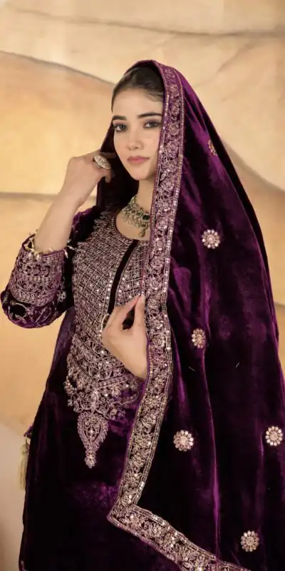 NF 1231 Purple Viscose Velvet Salwar Suit. Perfect for Wedding, Party, Traditional Day, Baisakhi, Eid – Available at ₹2399 only. Delivery 4-6 Workin | Jump Suits, Salwar suit, Casual Suits, Creative suits, Designer Suits, Palazzo Suits, Party Wear Suits, Patiala Suits, Straight Suits