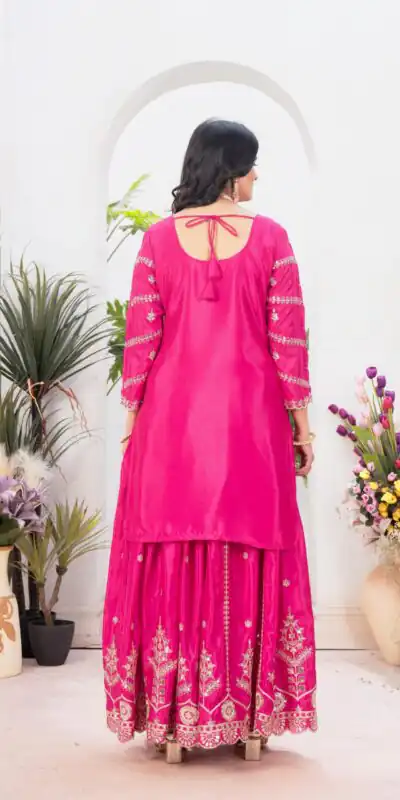 ND 5033 Rani Pink Chinon Silk Salwar Suit with Embroidery Work & Lace Work. Affordable Price ₹2149. Delivery 4-6 Working Days. Shop now. | Jump Suits, Salwar suit, Casual Suits, Creative suits, Designer Suits, Palazzo Suits, Party Wear Suits, Patiala Suits, Straight Suits