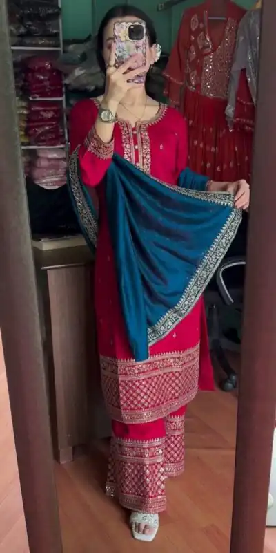 DC G76 Red Color Chinon Salwar Suit with Lace Work & Embroidery Work. Get it for ₹1949. Delivery 4-6 Working Days. Shop now. | Jump Suits, Tops & Bottoms, Track Suits, Salwar suit, Casual Suits, Creative suits, Designer Suits, Palazzo Suits, Party Wear Suits, Patiala Suits, Straight Suits, Trendy Wear