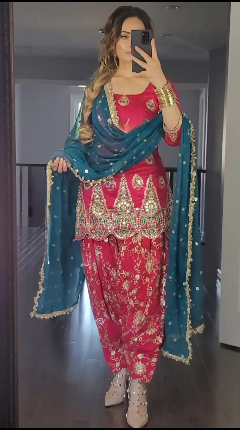 Red Faux Georgette 9 mm Sequence Work Salwar Suit