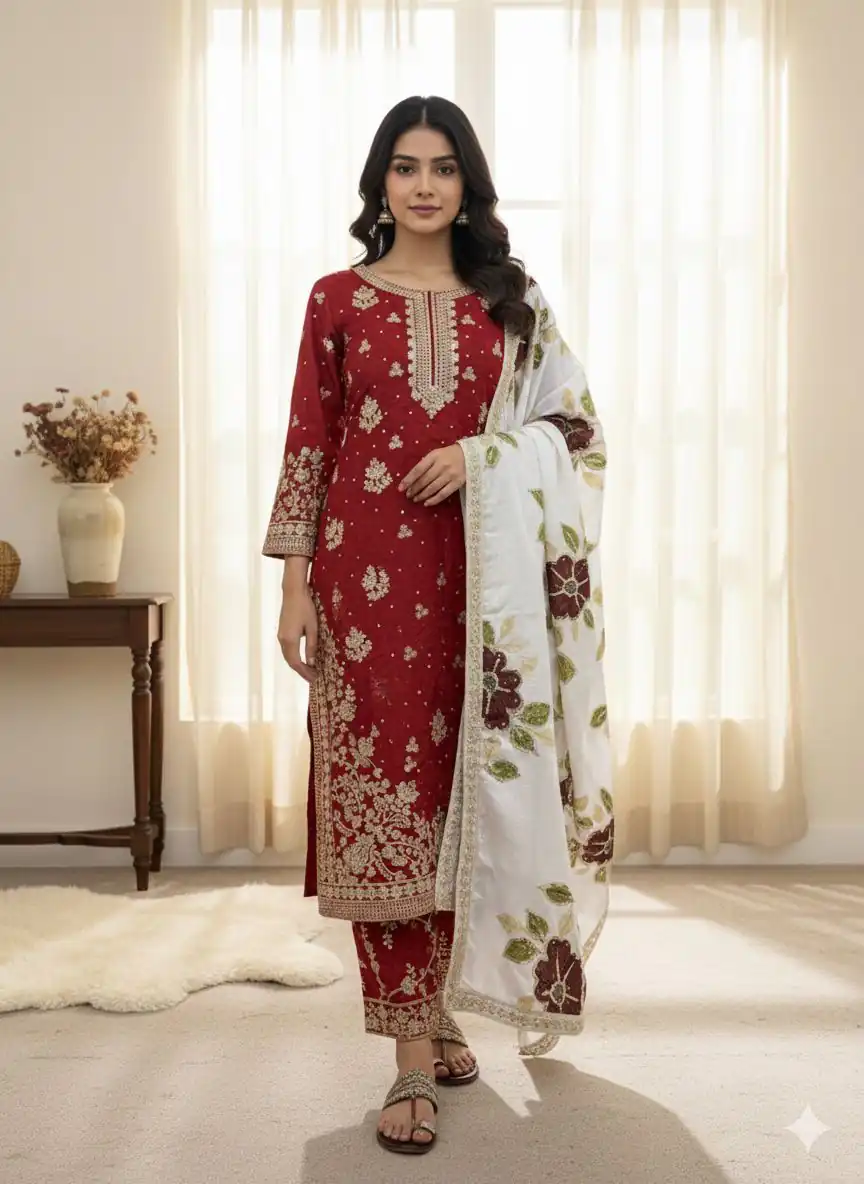 SRK 5315 Red Organza SILK Salwar Suit Perfect for Wedding, Party, Lohri, Ethnic Day, Eid – . Affordable Price ₹2499. Delivery 4-6 Working Days. | Jump Suits, Salwar suit, Casual Suits, Creative suits, Designer Suits, Palazzo Suits, Party Wear Suits, Patiala Suits, Straight Suits