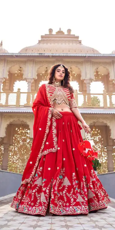 Ram 161 Red in Color Vichitra Silk Embroidery Work Lehenga Choli . Now at just ₹3149. Delivery 4-6 Working Days. Shop now. | Lehenga, Bollywood Lehenga, Creative Lehenga, Designer Lehenga, Embroidered Lehenga, Party Wear Lehenga