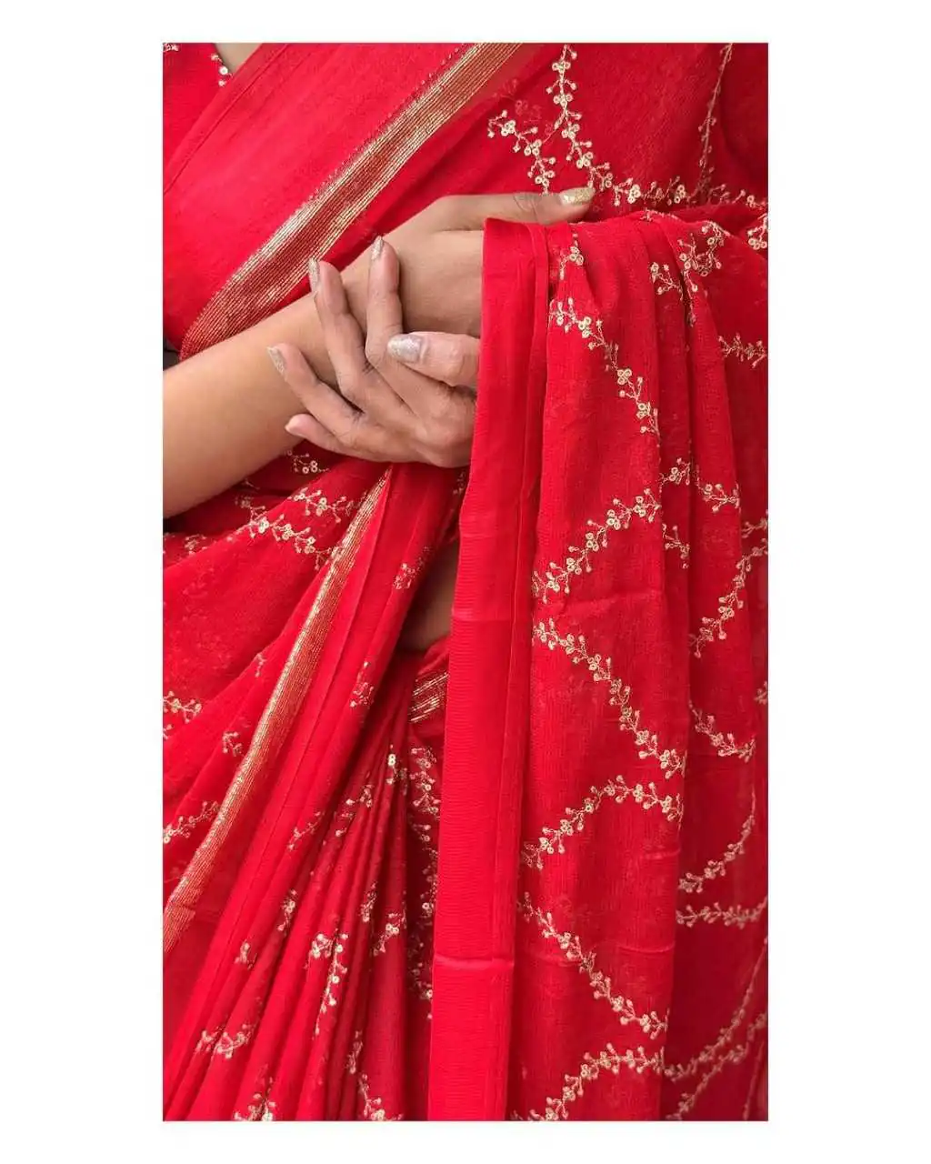 MS 505 Red Viscose Satin Saree with Sequins Work & Embroidery Work. Special Price ₹1599. Delivery 4-6 Working Days. Shop now. | Creative Sarees, Sarees, Bollywood Sarees, Designer Sarees, Embroidered Sarees, Ethnic Saree, Modern Digital sarees, Party Wear Sarees